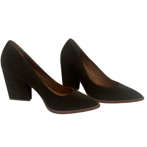 ANTHROPOLOGIE BETTYE MULLER Olive Green Suede Heels Size 8 M - Picture 3 of 9